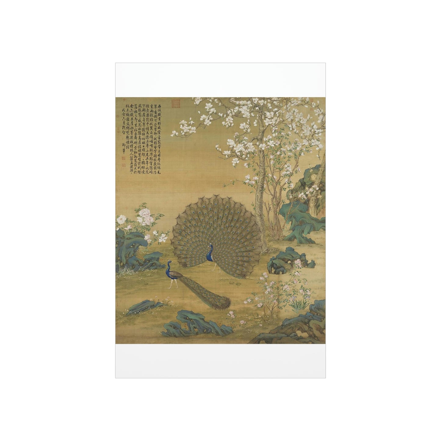 ODDONE Poster "Peacock Spreads its Tail" Giuseppe Castiglione (1688-1766) Chinese Palace Painting