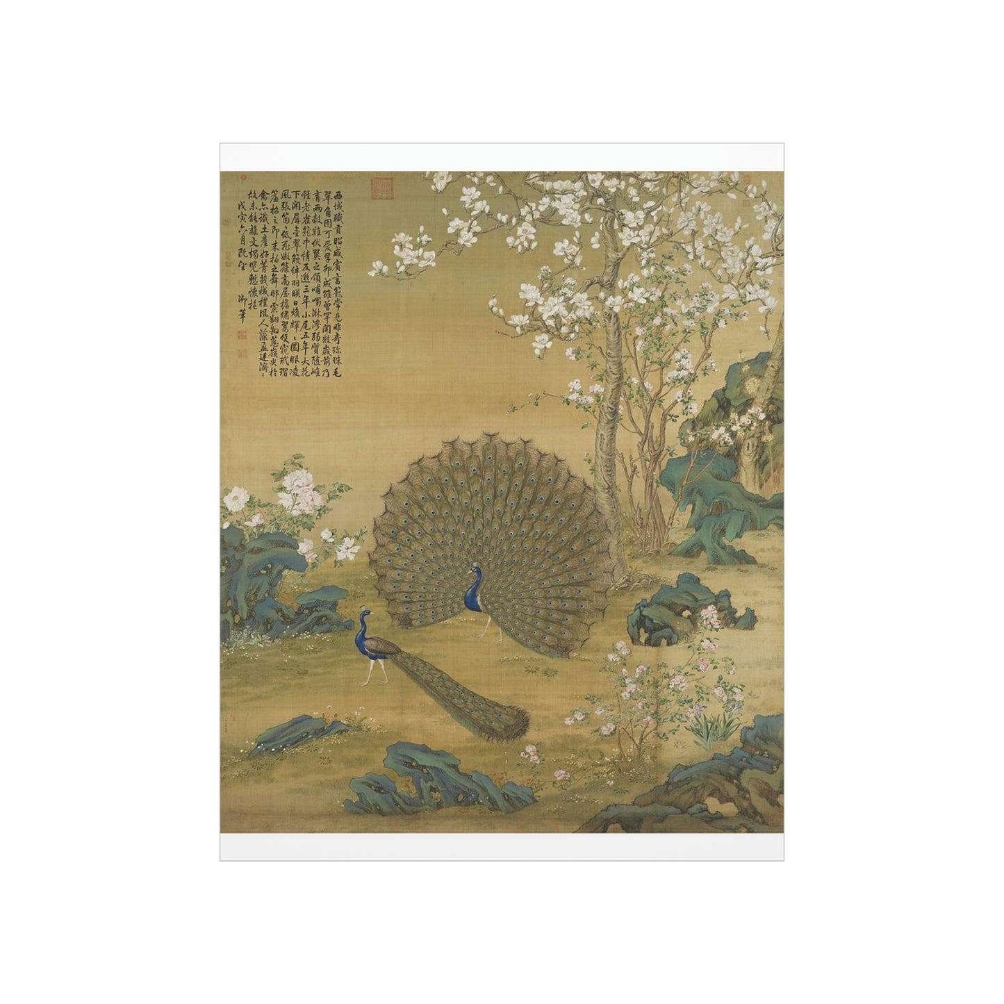 ODDONE Poster "Peacock Spreads its Tail" Giuseppe Castiglione (1688-1766) Chinese Palace Painting