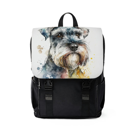 Miniature Schnauzer| Dog Portrait Oxford canvas Backpack|Watercolor Animal Collection|Family Pet Creative Souvenir|A Variety of Dogs Breeds