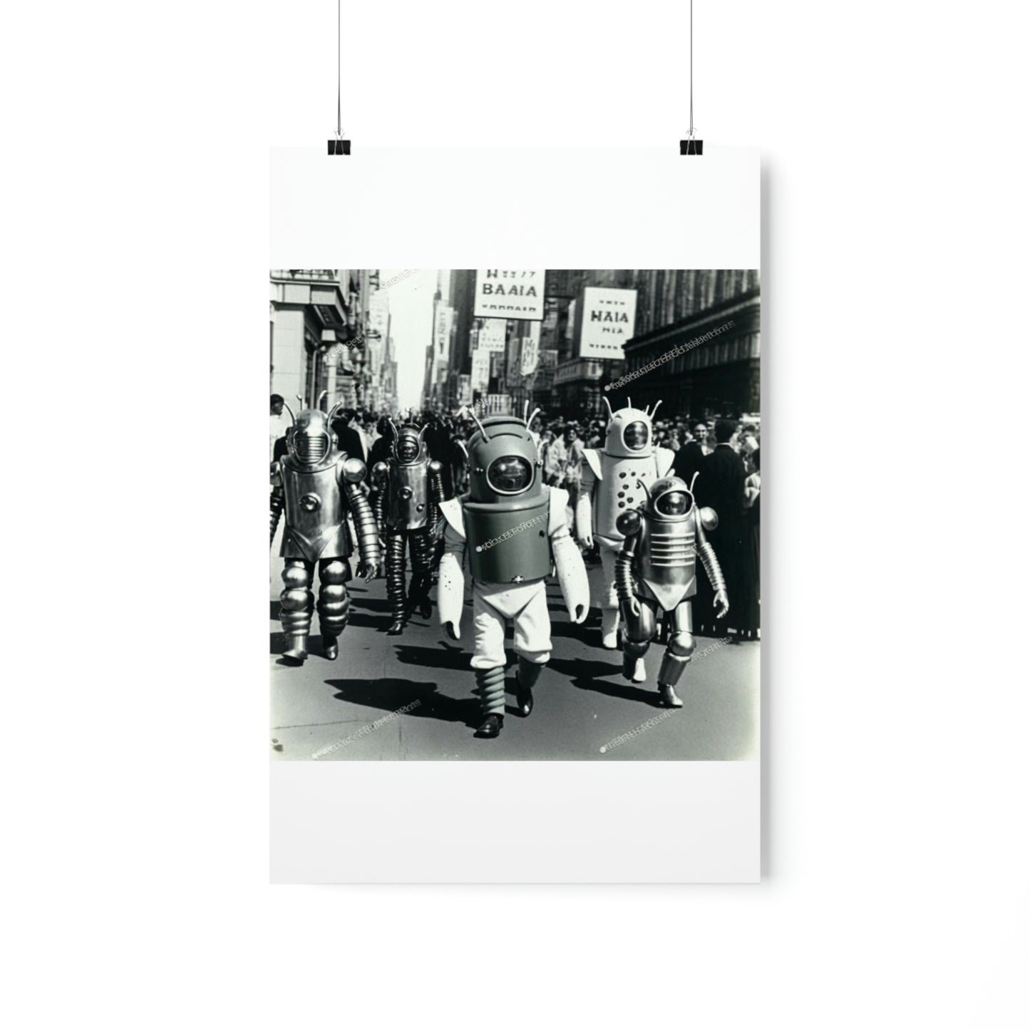 ODDONE Posters <Outer Space Parade in New York City during the 1950s>  No. 1 Black and White Premium Matte Vertical Posters