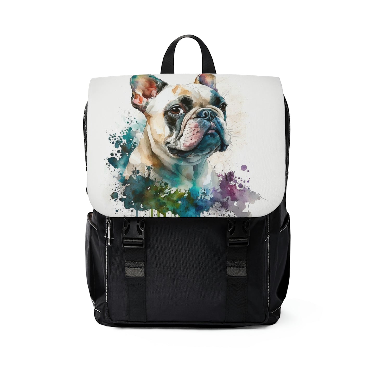 French Bulldog | Dog Portrait Oxford canvas Backpack | Watercolor Animal Collection|Family Pet Creative Souvenir|A Variety of Dogs Breeds