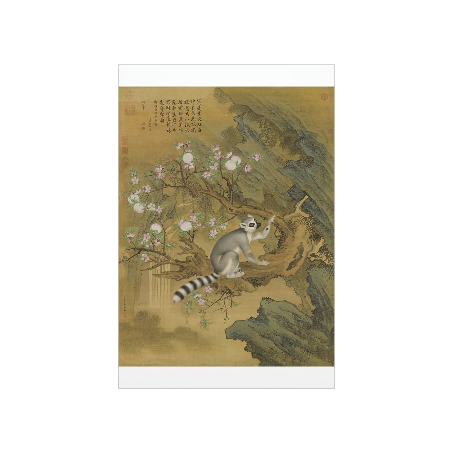 ODDONE Poster: "Cochin Lemur" Giuseppe Castiglione (Jesuit painter 1688-1766)  Chinese Palace Painting