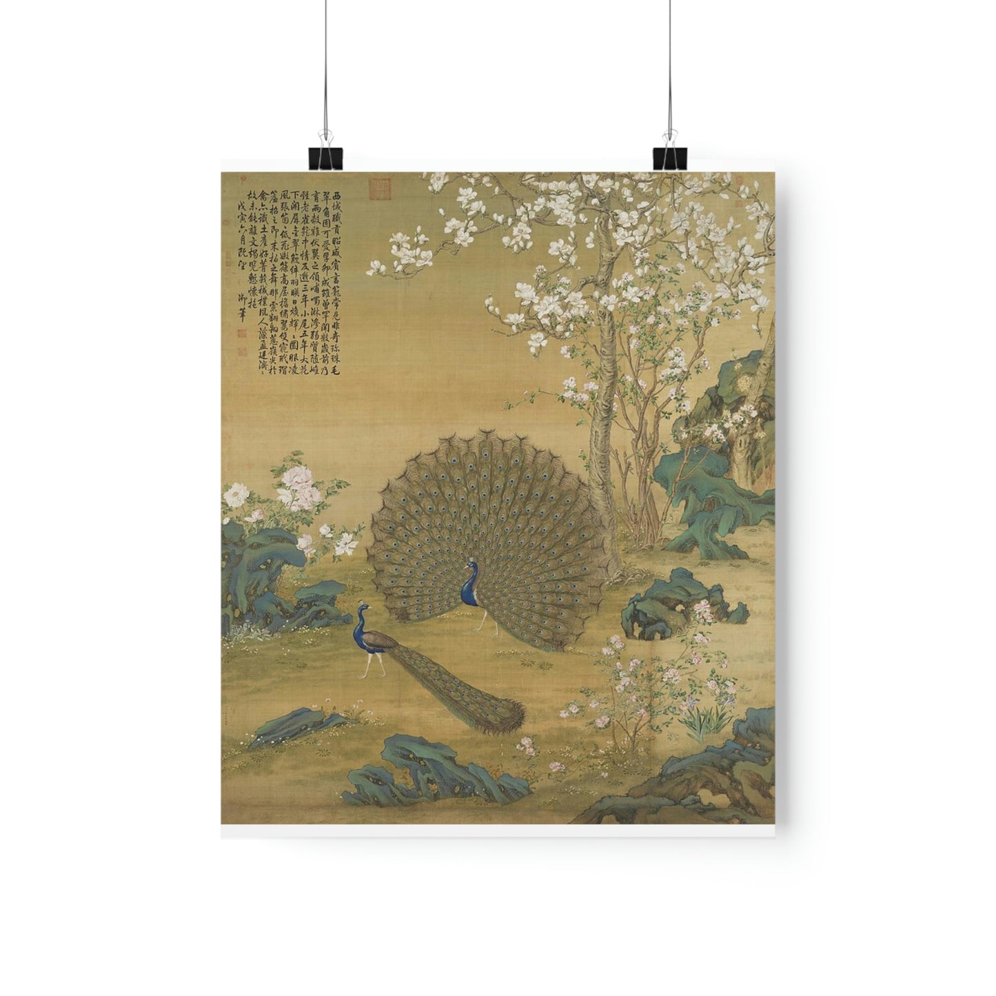 ODDONE Poster "Peacock Spreads its Tail"  Giuseppe Castiglione (1688-1766)  Chinese Palace Painting