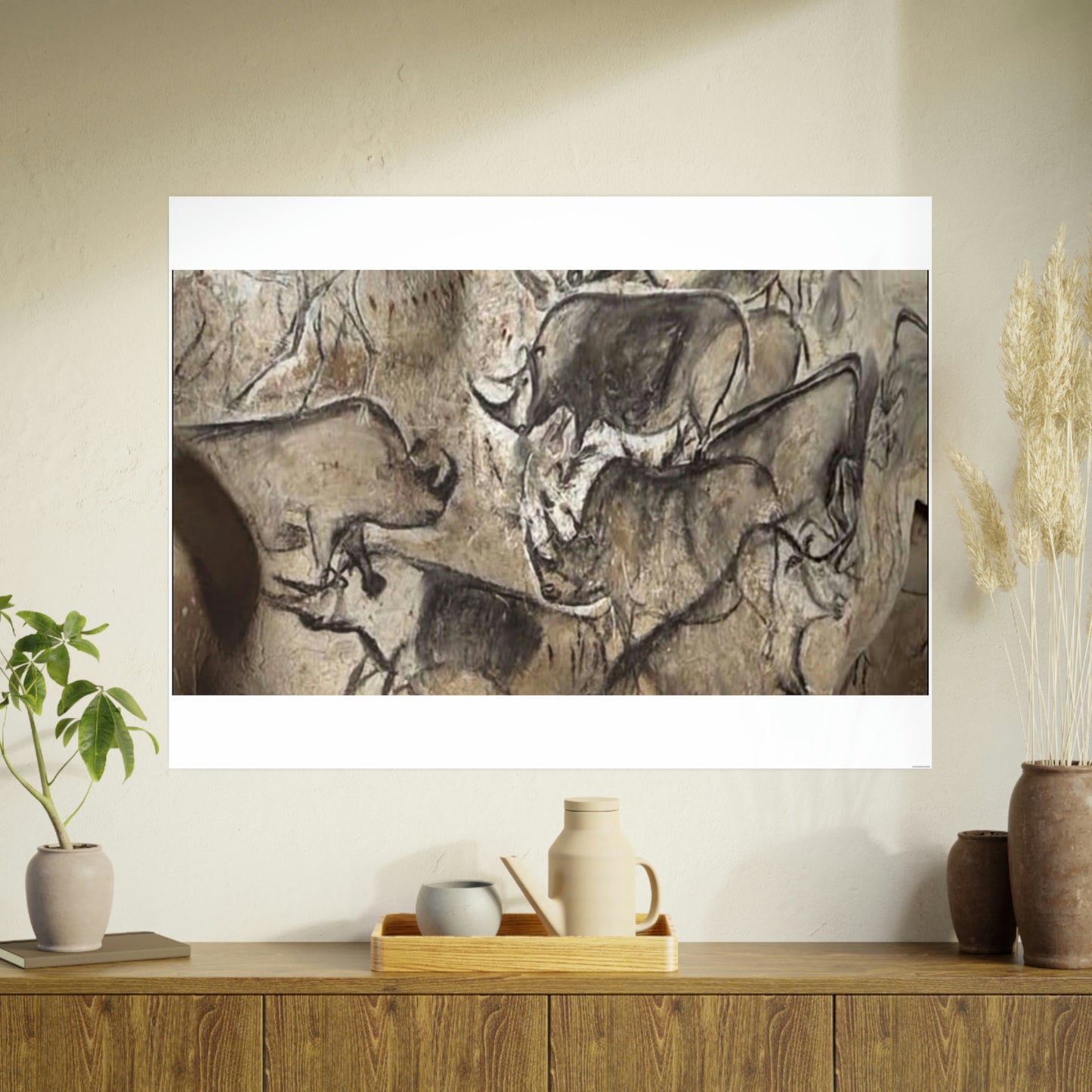 ODDONE Poster "Rhino: Chauvet-Pont-d'Arc Cave" Grotte Chauvet-Pont d'Arc Paleolithic Europe Circa 32000 to 30000 Bce Rock Painting