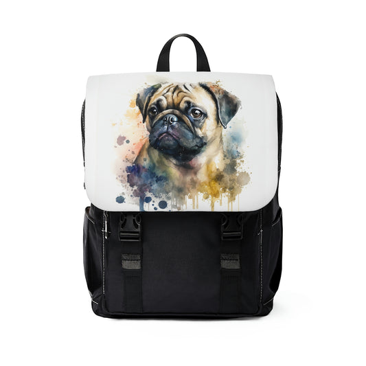 Pug Dog| Dog Portrait Oxford canvas Backpack | Watercolor Animal Collection|Family Pet Creative Souvenir|USA Most Popular Dog Breed