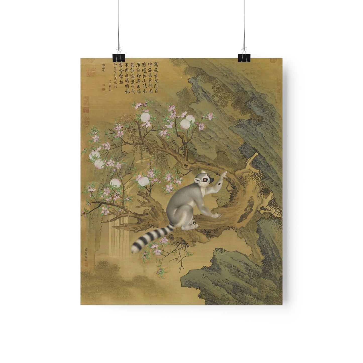 ODDONE Poster: "Cochin Lemur" Giuseppe Castiglione (Jesuit painter 1688-1766)  Chinese Palace Painting