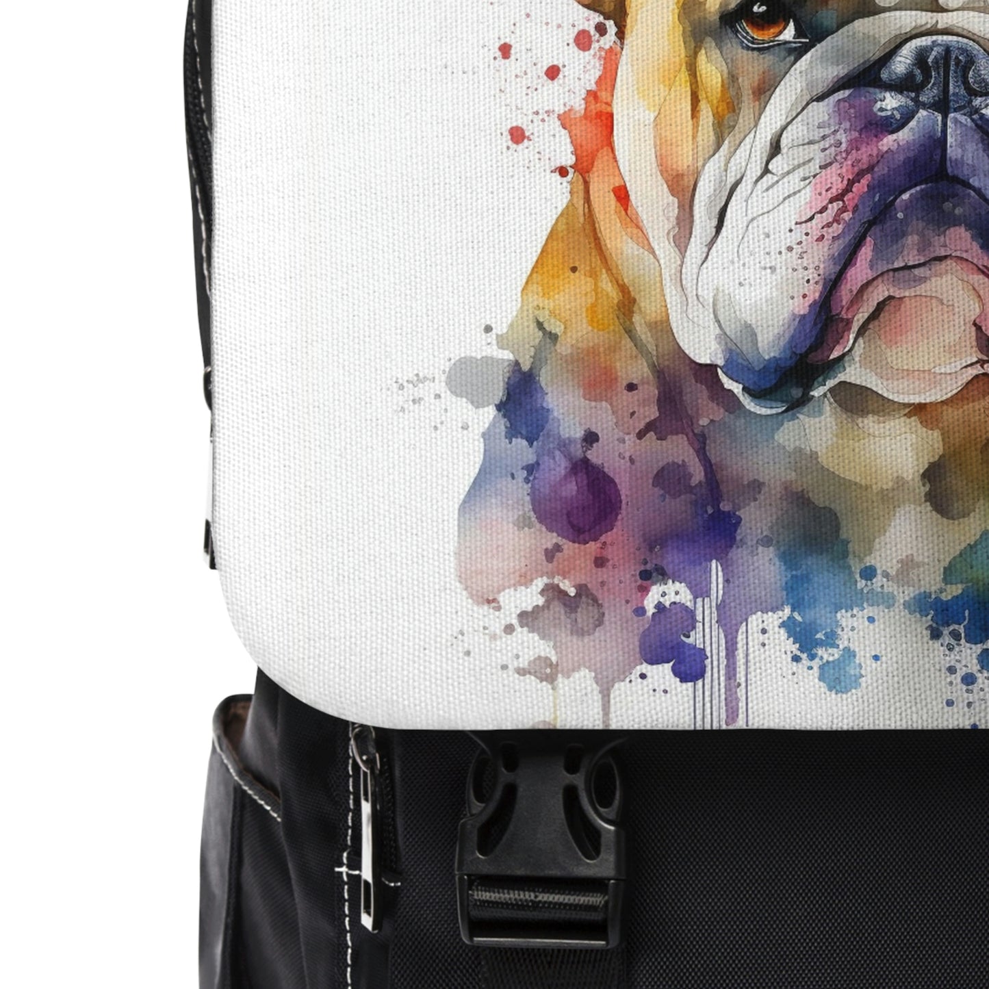 Bulldog| Dog Portrait Oxford canvas Backpack | Watercolor Animal Collection|Family Pet Creative Souvenir|USA Most Popular Dog Breed