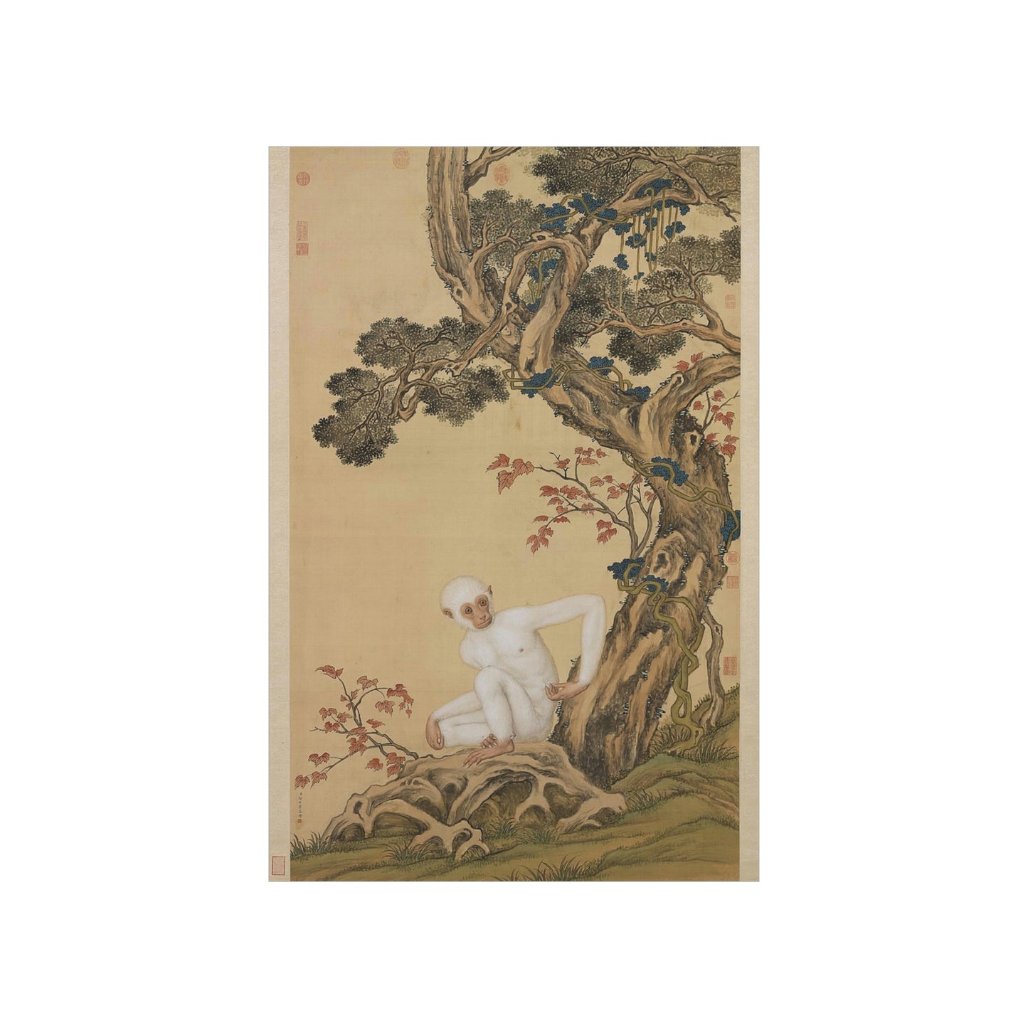 ODDONE Poster: "White Ape" Giuseppe Castiglione (Jesuit painter 1688-1766)  Chinese Palace Painting