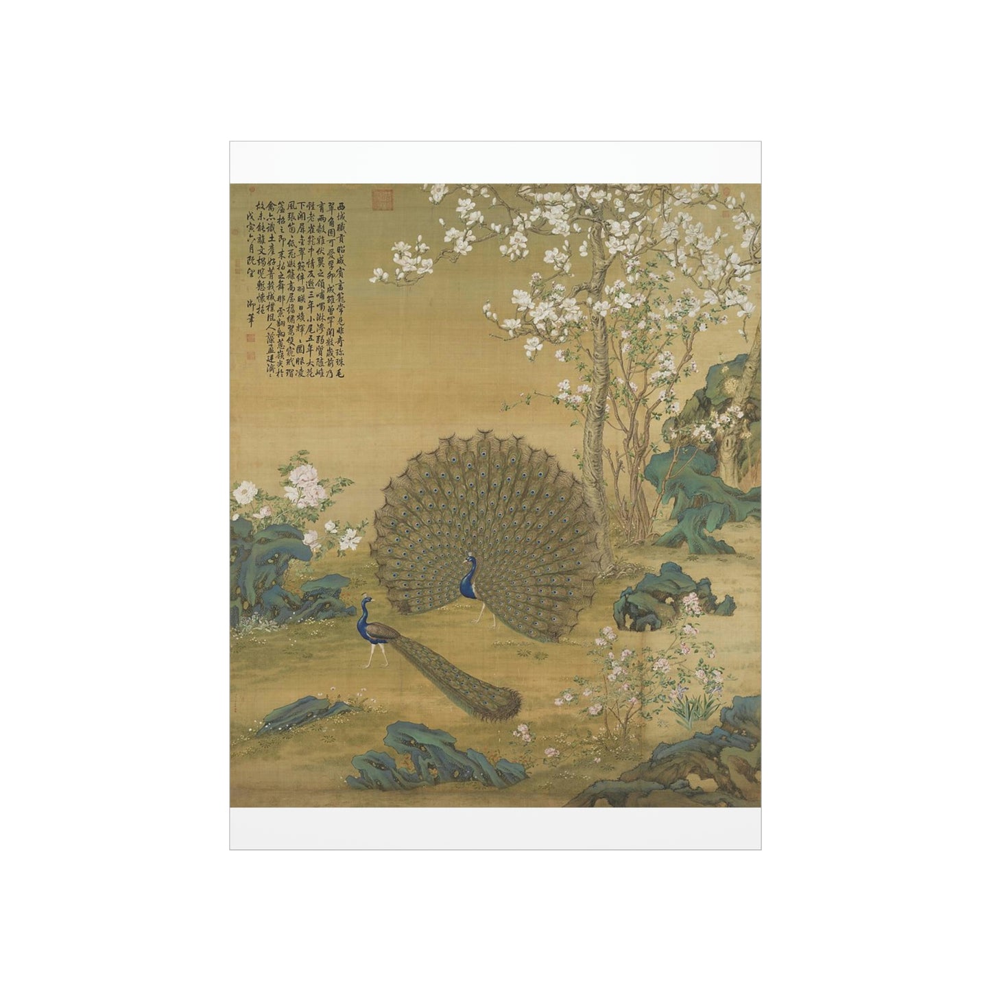 ODDONE Poster "Peacock Spreads its Tail"  Giuseppe Castiglione (1688-1766)  Chinese Palace Painting