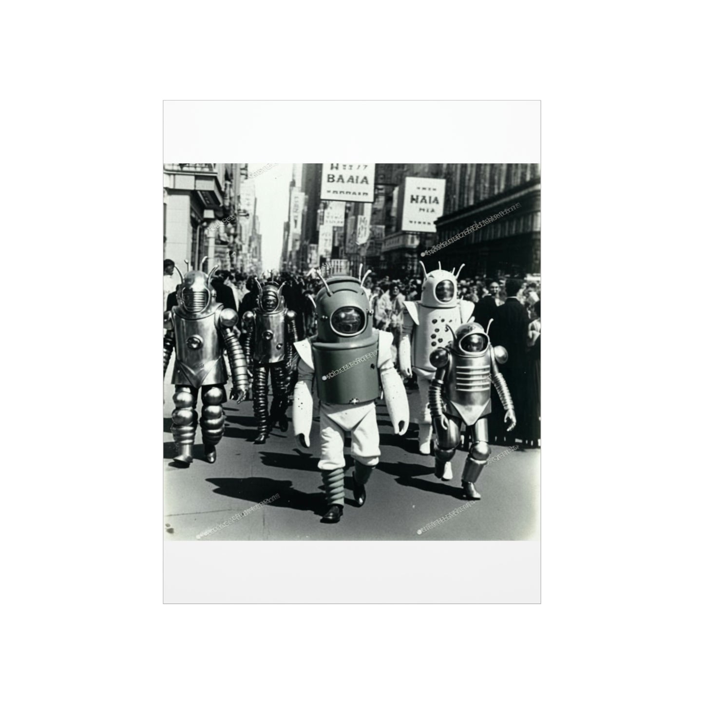 ODDONE Posters <Outer Space Parade in New York City during the 1950s>  No. 1 Black and White Premium Matte Vertical Posters