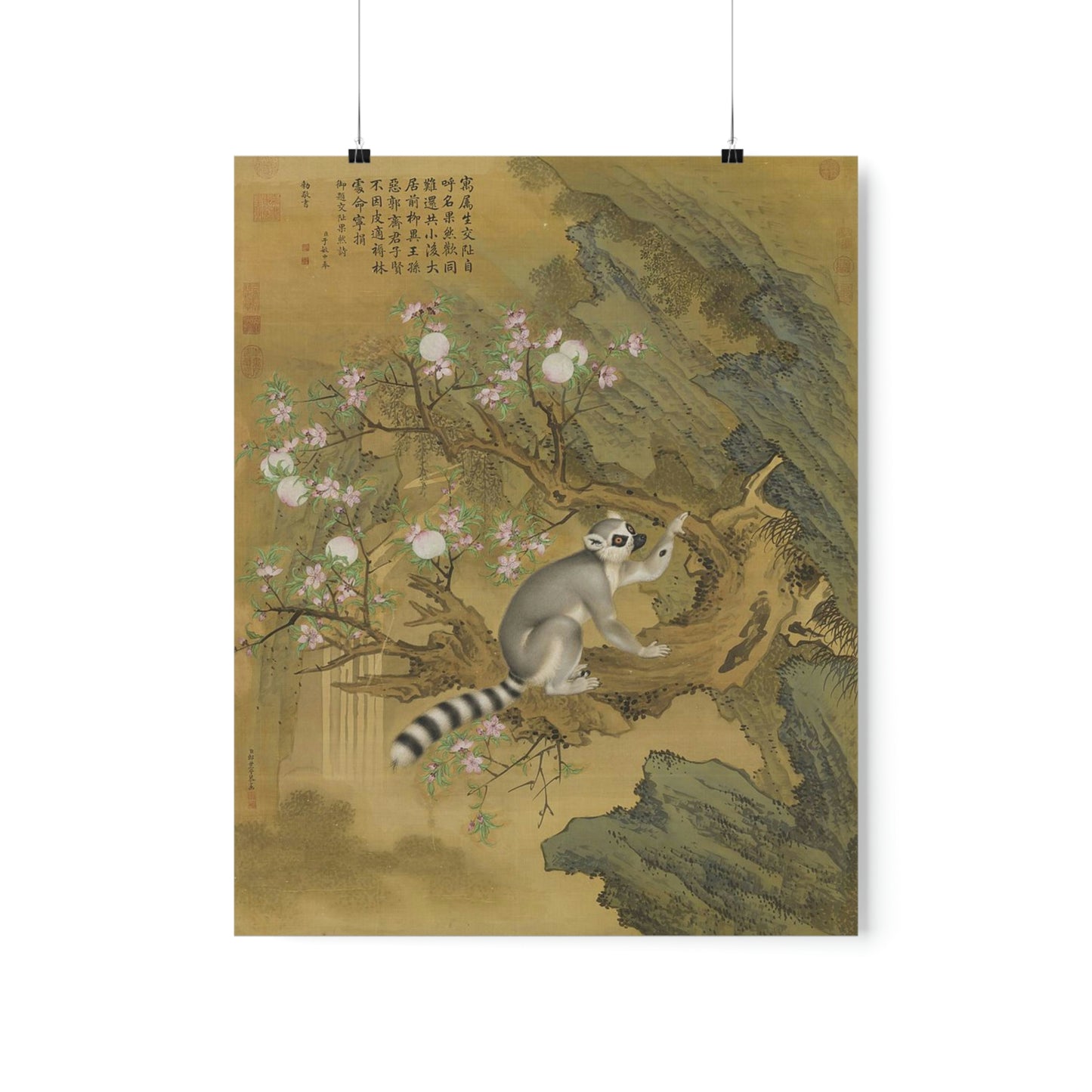 ODDONE Poster: "Cochin Lemur" Giuseppe Castiglione (Jesuit painter 1688-1766)  Chinese Palace Painting