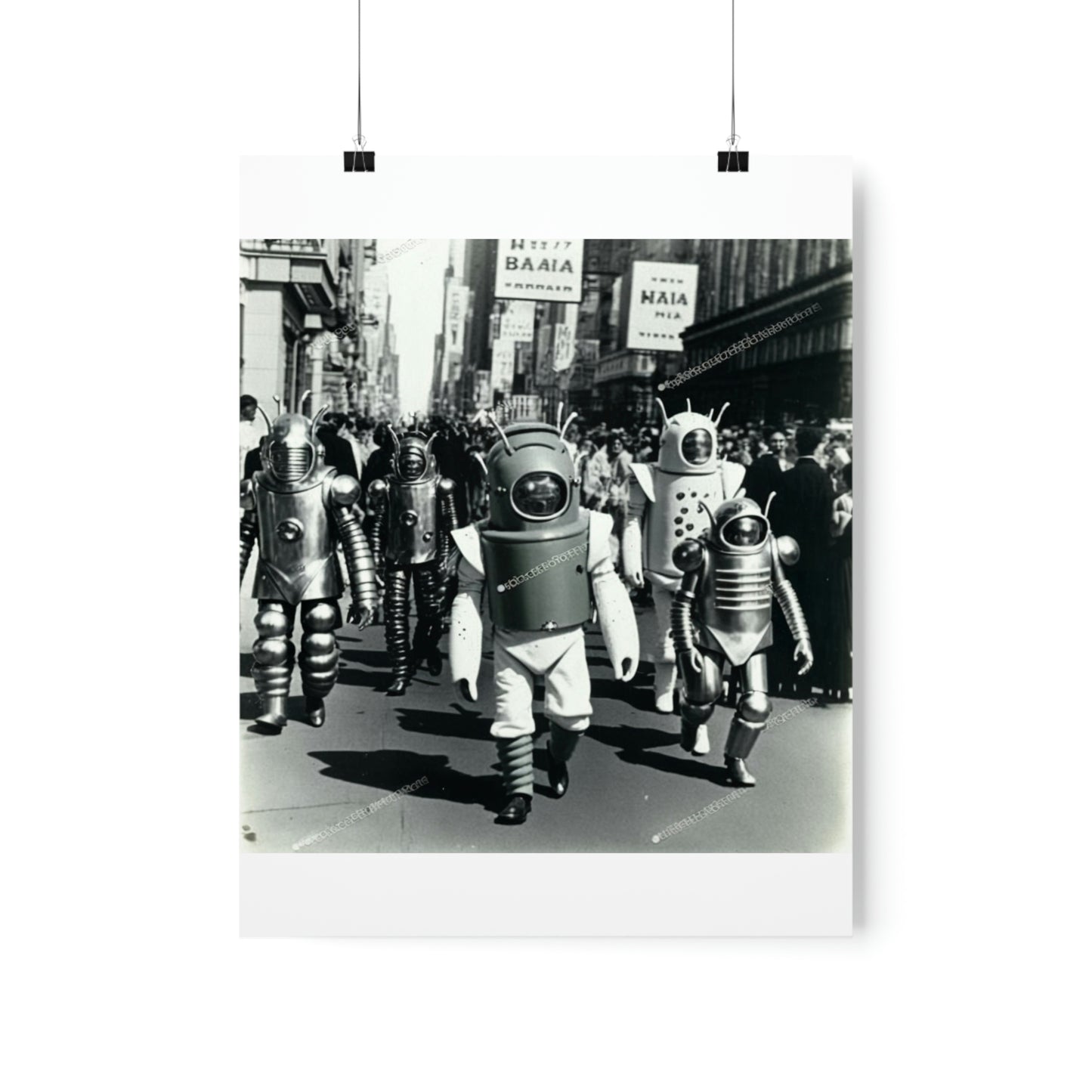 ODDONE Posters <Outer Space Parade in New York City during the 1950s>  No. 1 Black and White Premium Matte Vertical Posters