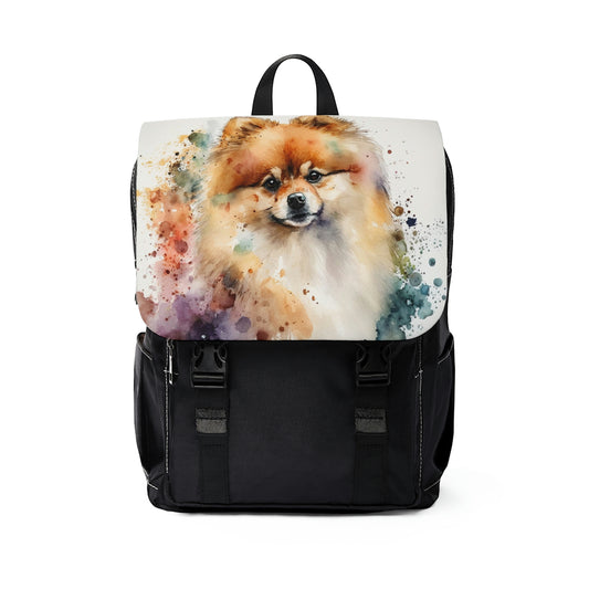 Pomeranian Dog| Dog Portrait Oxford canvas Backpack | Watercolor Animal Collection|Family Pet Creative Souvenir|USA Most Popular Dog Breed