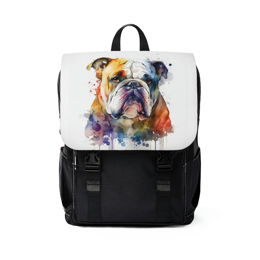 Bulldog| Dog Portrait Oxford canvas Backpack | Watercolor Animal Collection|Family Pet Creative Souvenir|USA Most Popular Dog Breed