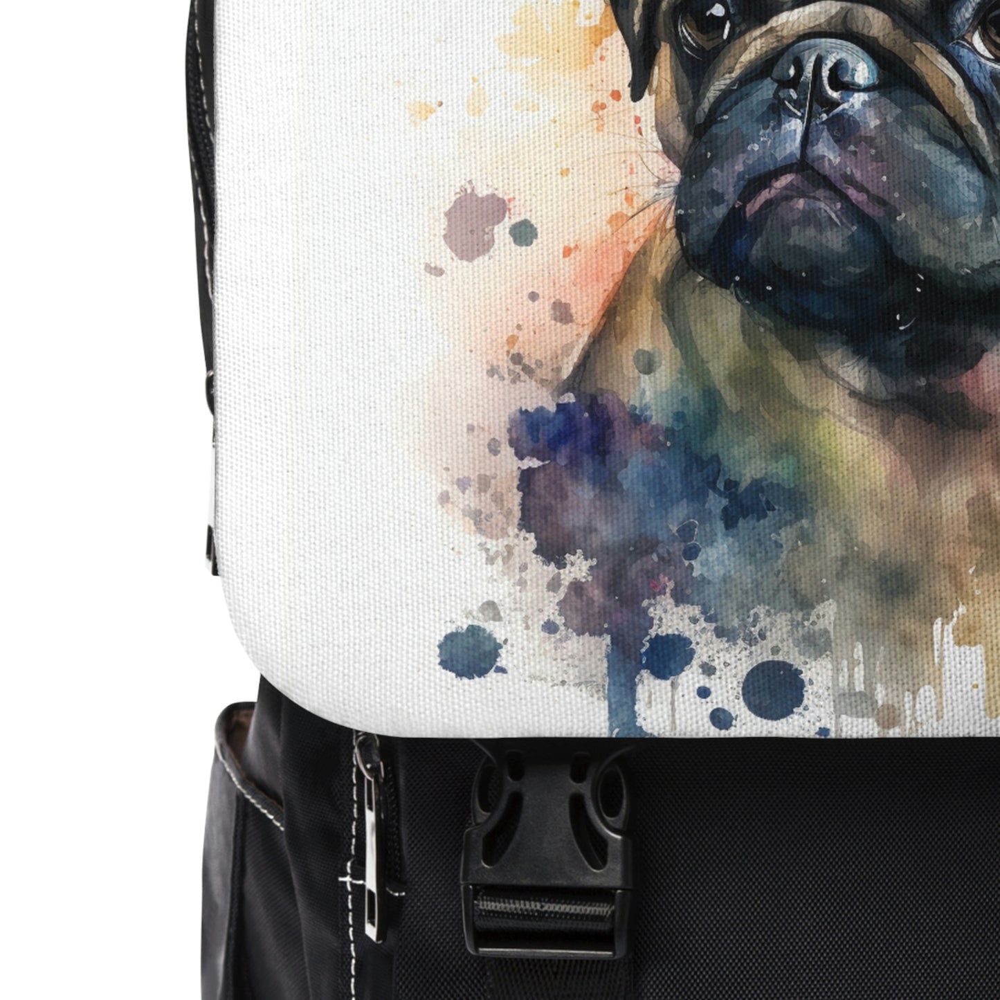 Pug Dog| Dog Portrait Oxford canvas Backpack | Watercolor Animal Collection|Family Pet Creative Souvenir|USA Most Popular Dog Breed