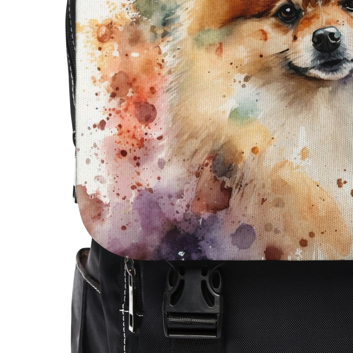 Pomeranian Dog| Dog Portrait Oxford canvas Backpack | Watercolor Animal Collection|Family Pet Creative Souvenir|USA Most Popular Dog Breed