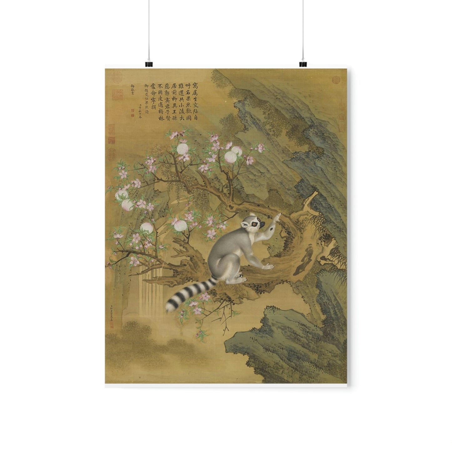 ODDONE Poster: "Cochin Lemur" Giuseppe Castiglione (Jesuit painter 1688-1766)  Chinese Palace Painting