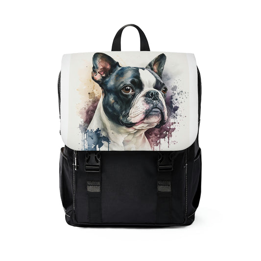 Boston Terrier| Dog Portrait Oxford canvas Backpack | Watercolor Animal Collection|Family Pet Creative Souvenir|USA Most Popular Dog Breed