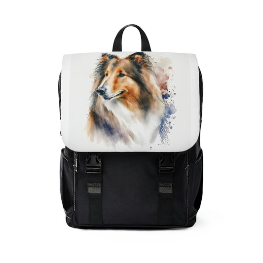 Shetland Sheepdog | Dog Portrait Oxford canvas Backpack | Watercolor Animal Collection|Family Pet Creative Souvenir|A Variety of Dogs Breeds