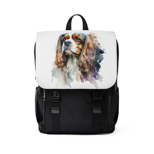 Cavalier King Charles Spaniel| Dog Portrait Oxford canvas Backpack|WatercolorAnimalCollection|PetCreativeSouvenir|USMostPopularDogBreed