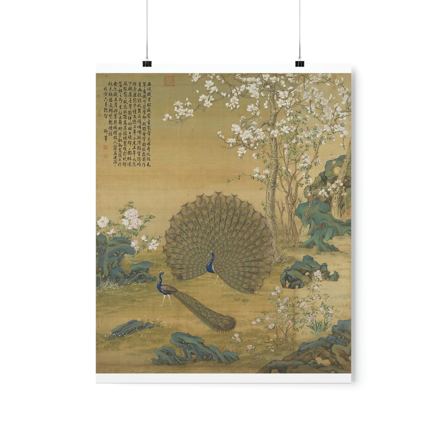 ODDONE Poster "Peacock Spreads its Tail"  Giuseppe Castiglione (1688-1766)  Chinese Palace Painting