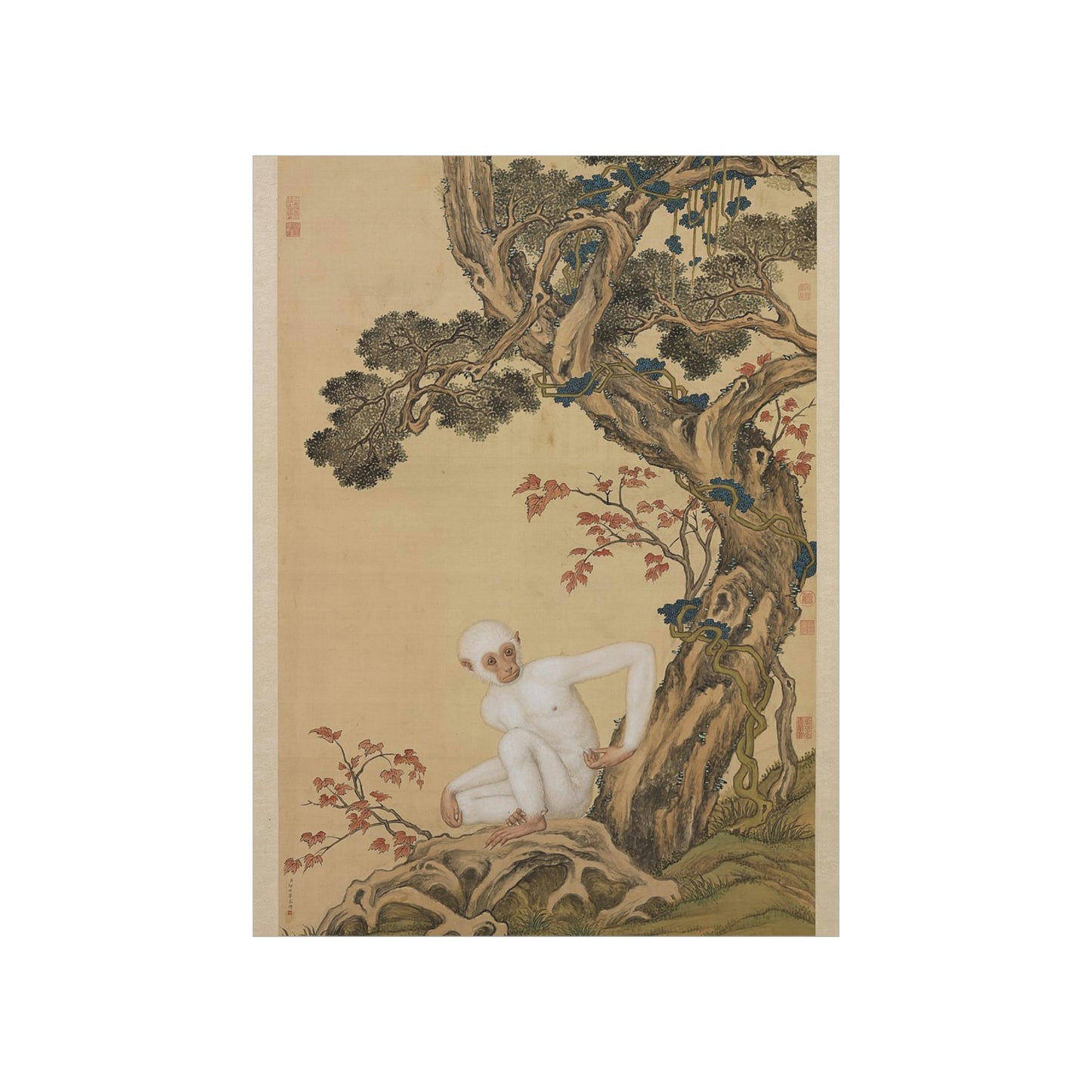 ODDONE Poster: "White Ape" Giuseppe Castiglione (Jesuit painter 1688-1766)  Chinese Palace Painting