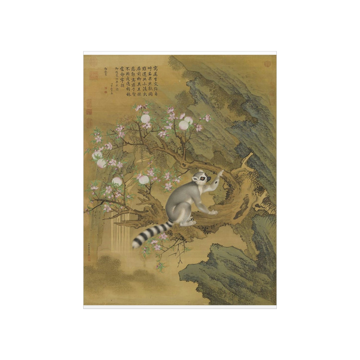 ODDONE Poster: "Cochin Lemur" Giuseppe Castiglione (Jesuit painter 1688-1766)  Chinese Palace Painting